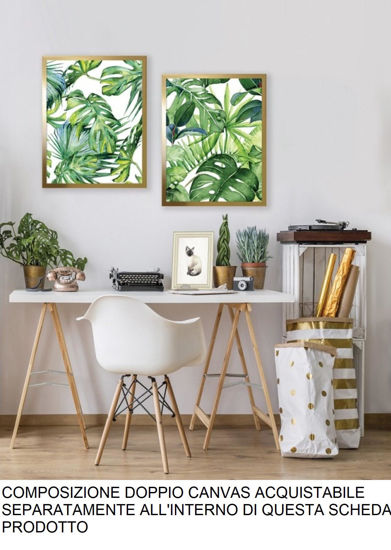 Quadro foglie tropicali moderno cornice oro 53x73