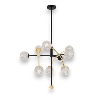 Lampadario nero oro design per soggiorno salotto moderno fp