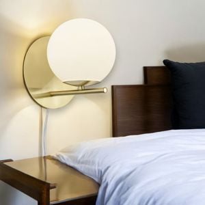 Applique oro da comodino con interruttore spina per camera da letto