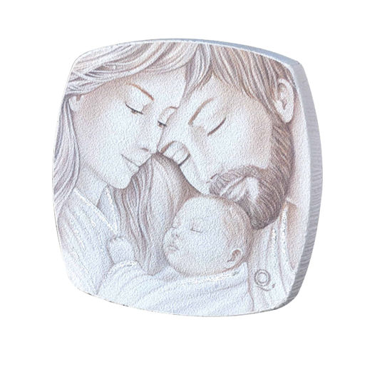 Capezzale da comodino 10x10cm sacra famiglia