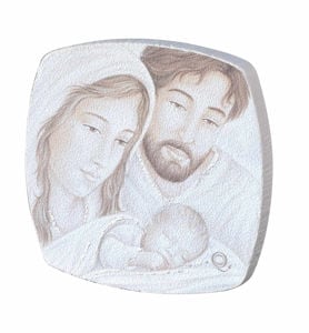 Piccolo capezzale capoletto da comodino 10x10cm sacra famiglia