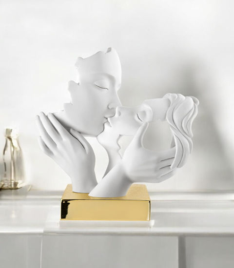 Scultura coppia mani face oro h30 soprammobili design bongelli