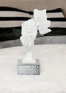 Scultura volti coppia base argento h28 bongelli preziosi