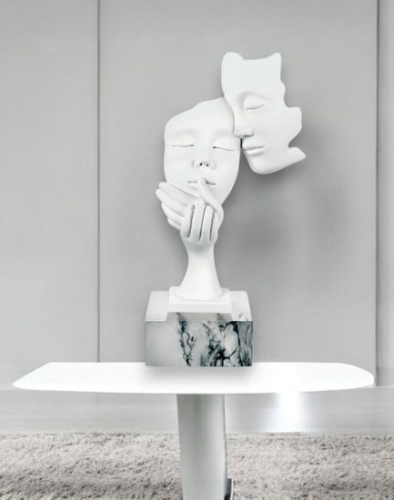 Bongelli preziosi scultura coppia face h28 base marmo bianco