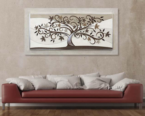 Quadro albero della vita tortora 120x60 moderno per soggiorno