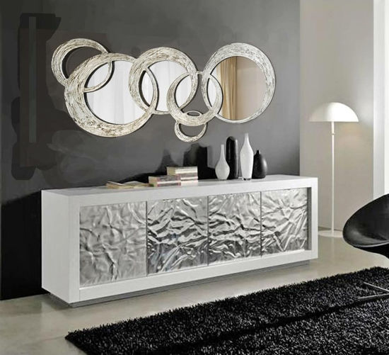 Grande specchiera da salone a parete cerchi 178x84 decorativa design