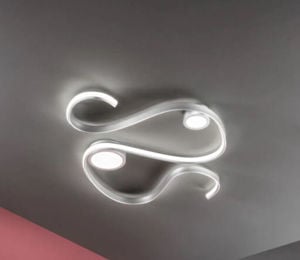 Plafoniera design moderna snake 65 silver ondaluce 26w 3000k dimmerabile