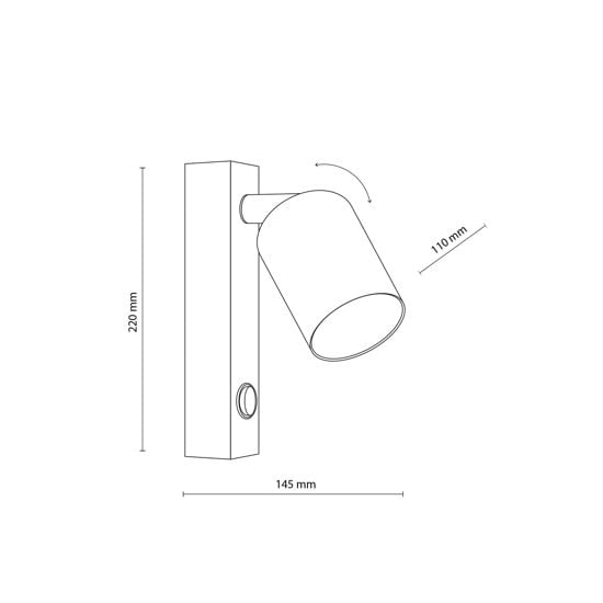 Applique marrone con faretto orientabile per comodino camera da letto