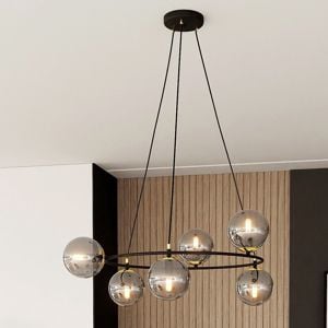 Lampadario per soggiorno moderno design 6 sfere vetro