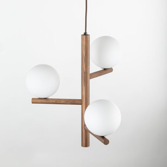 Lampadario di legno noce sospensione stile scandinavo