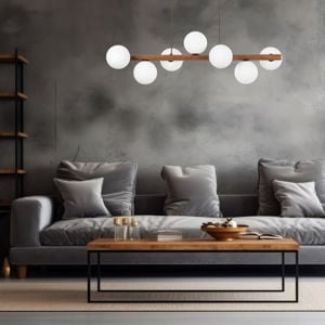 Lampadario a sospensione legno noce stile scandinavo per soggiorno