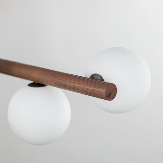 Lampadario a sospensione legno noce stile scandinavo per soggiorno