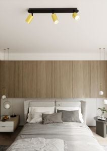 Plafoniera con faretti led a soffitto 3 luci orientabili nero oro