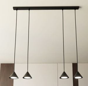 Lampadario per tavolo cucina moderna 4 luci pendenti nero