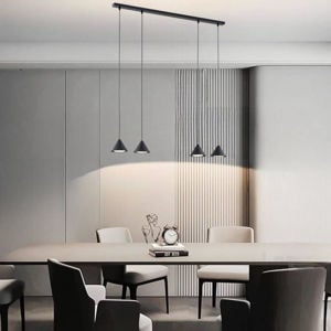 Lampadario per tavolo cucina moderna 4 luci pendenti nero