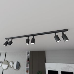 Plafoniera binario led design nero con 6 faretti orientabili