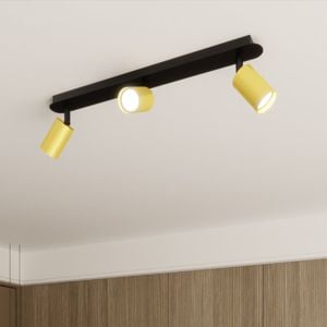 Plafoniera con faretti led a soffitto 3 luci orientabili nero oro