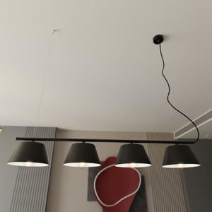 Lampadario a sospensione nero bianco minimale per sala da pranzo