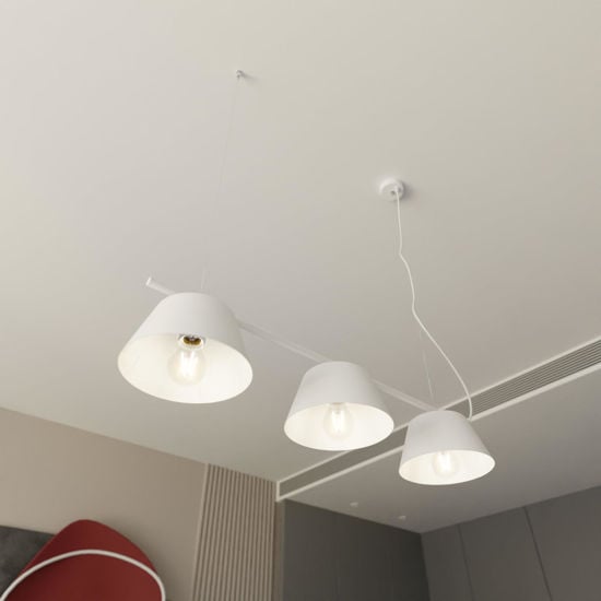 Lampadario sospensione bianco 3 luci per tavolo da soggiorno moderno