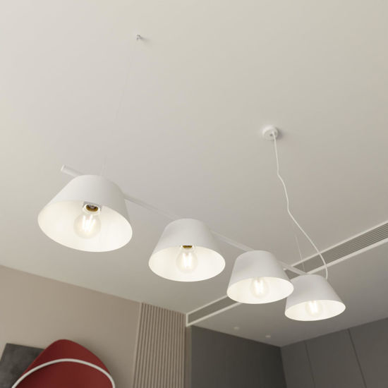 Lampadario bianco 4 luci per sala da pranzo a sospensione