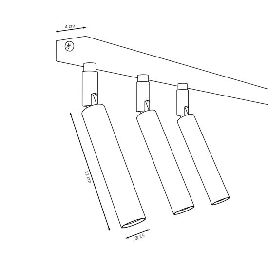 Plafoniera a binario nera con 9 faretti orientabili 116cm