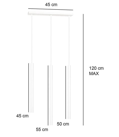 Lampadario 3 luci a sospensione bianco per tavolo sala da pranzo