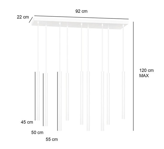 Lampadario tavolo da soggiorno bianco cilindri a sospensione