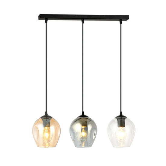 Lampadario bocce di vetro colorato 3 luci per sala da pranzo