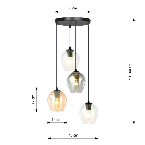 Lampadario vetri colorati grappolo a sospensione per soggiorno