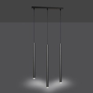 Lampadario nero per cucina tre luci cilindri pendenti