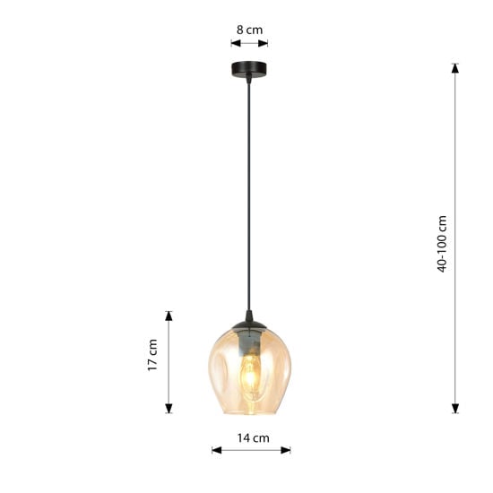 Lampada sospensione pendente boccia vetro ambra