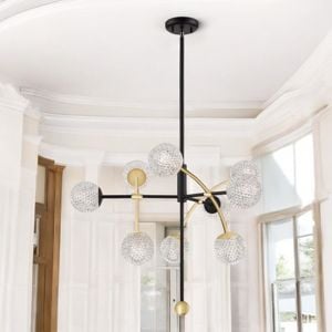 Lampadario nero oro design per soggiorno salotto moderno fp