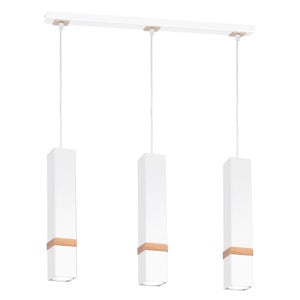 Lampadario per cucina 3 luci pendenti bianco legno