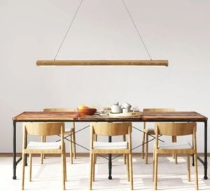 Lampadari a led cucina di legno frassino per tavolo da pranzo 22w 3000k