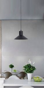 Lampadario per isola cucina led 6w 3000k cono nero  moderna