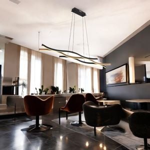 Lampadario led design per cucina moderna nero marrone 3000k