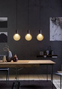 Lampadario per cucina moderna cilindri nero oro