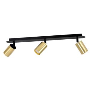 Plafoniera con faretti led a soffitto 3 luci orientabili nero oro