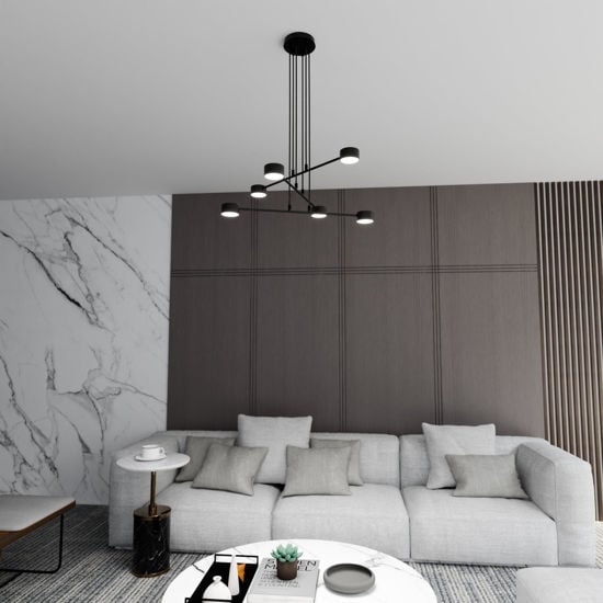 Lampadario per soggiorno moderno nero design minimale