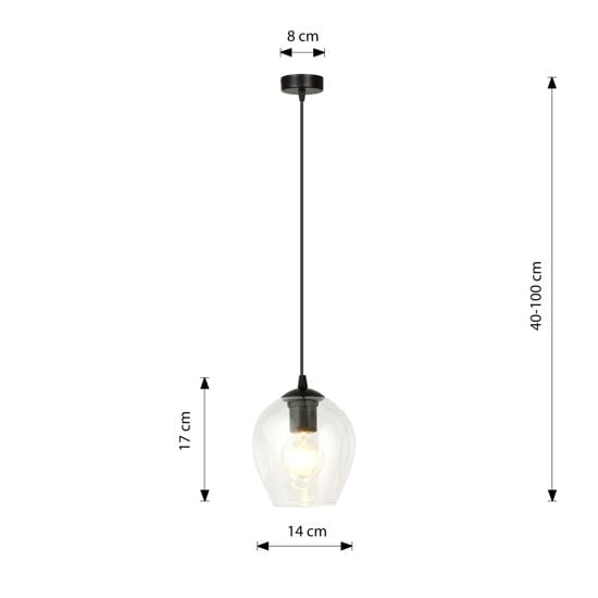 Lampadario pendente boccia di vetro trasparente