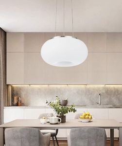 Lampadario da cucina di vetro bianco