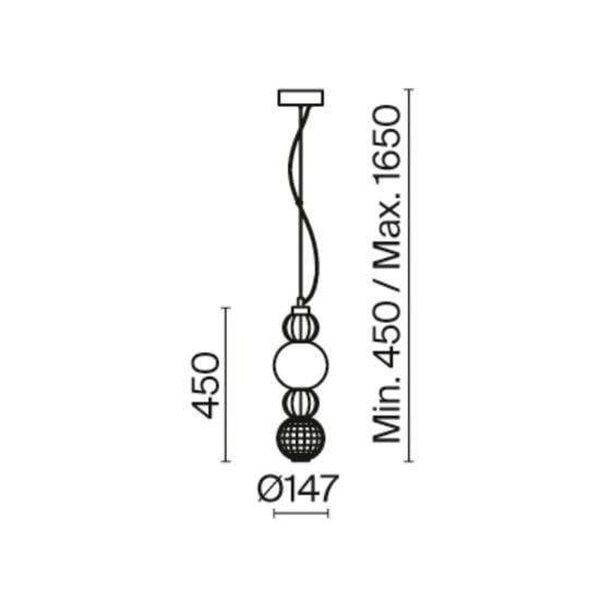 Lampadario per camera da letto vetro led 35w 3000k