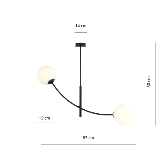 Lampadario a  sospensione nera moderna luci orientabili bocce bianche