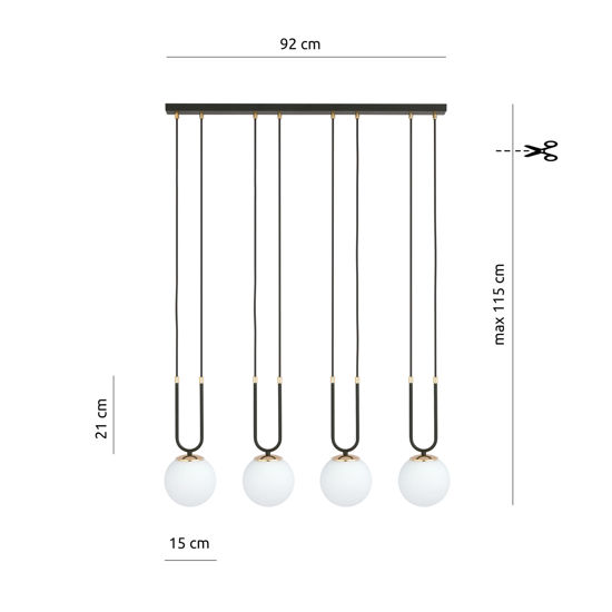 Lampadario a sospensione nero oro per tavolo soggiorno