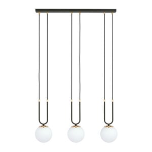 Lampadario 3 luci per tavolo cucina nero oro stile contemporaneo