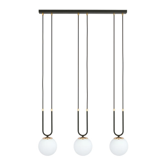 Lampadario 3 luci per tavolo cucina nero oro stile contemporaneo