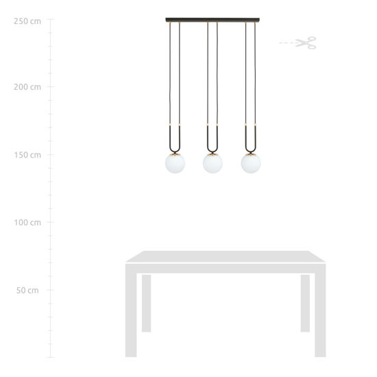 Lampadario 3 luci per tavolo cucina nero oro stile contemporaneo