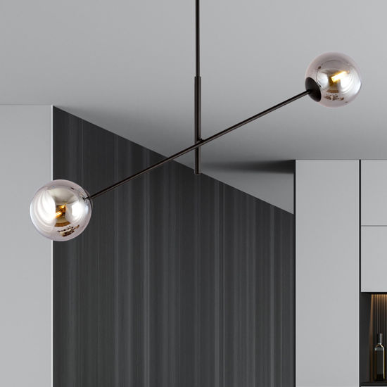 Lampadario moderno 2 luci sfere vetro specchiato orientabili