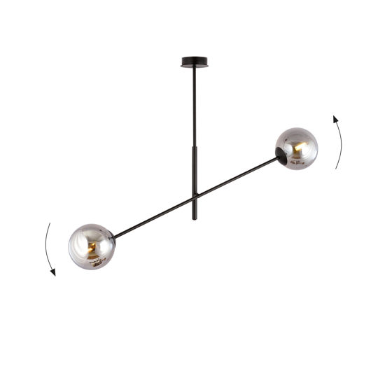 Lampadario moderno 2 luci sfere vetro specchiato orientabili