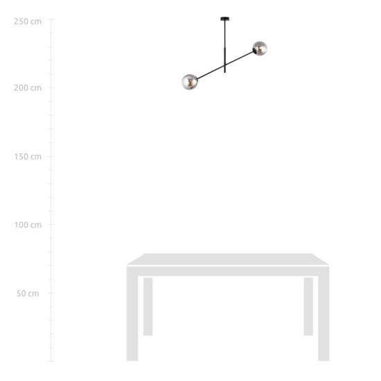 Lampadario moderno 2 luci sfere vetro specchiato orientabili